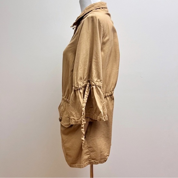 Karen Kane Camel Cinched Waist Tie Bell Sleeve Utility Zip Up Jacket 0X - Picture 9 of 15